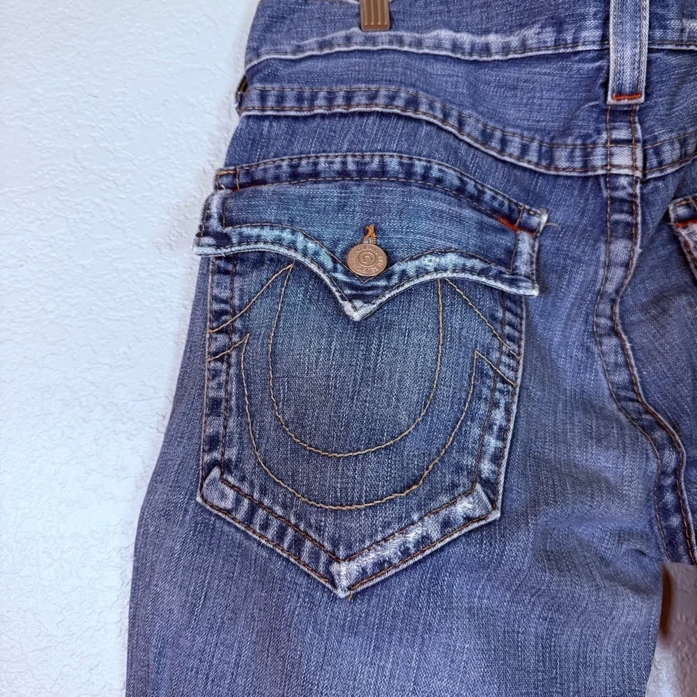 True Religion Joey Super T Flap Twisted Flare Vintage Y2K Thrashed Retro Jean 33